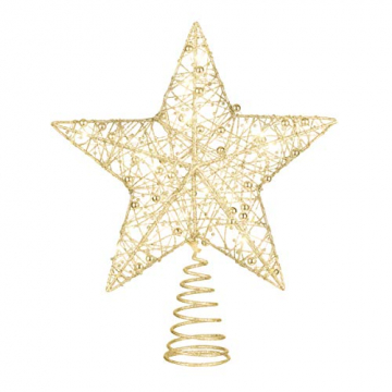 STOBOK Weihnachtsbaum Topper Stern Beleuchtet Baumkronen Ornament LED Licht Glitter Aushöhlampe für Weihnachten Party Ornament Dekorationen Golden - 1