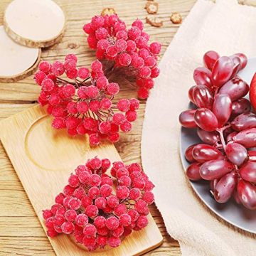 Tatuo Packung von 200 Stück Frosted Fruit Holly Beeren Mini Weihnachten Künstliche Berry Blume für Zuhause, Hochzeit, Party, Geburtstag, DIY Dekoration (Rot) - 5