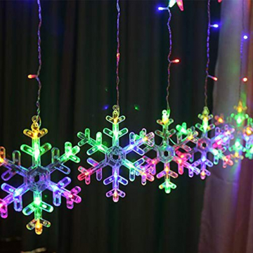 Towinle LED Lichterkette Sternen Schneeflocke Lichtervorhang 138 LEDs Led Schneeflocke Sternenvorhang mit Netzstecker 8 Lichtermodi Led Kette Weihnachten Party Fester Deko - 6