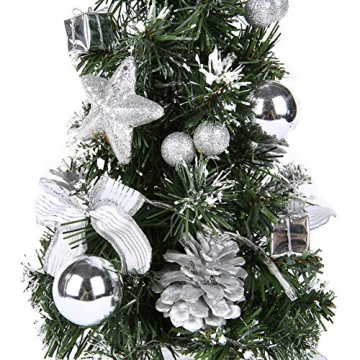 Urmagic Mini LED Weihnachtsbaum klein Künstlicher Tannenbaum mit LED Lichterkette Beleuchtung und Baumschmuck Weihnachtskugeln Künstliche Weihnachtsbäume weihnachts Desktop dekoration - 3