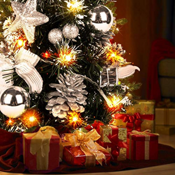 Urmagic Mini LED Weihnachtsbaum klein Künstlicher Tannenbaum mit LED Lichterkette Beleuchtung und Baumschmuck Weihnachtskugeln Künstliche Weihnachtsbäume weihnachts Desktop dekoration - 4