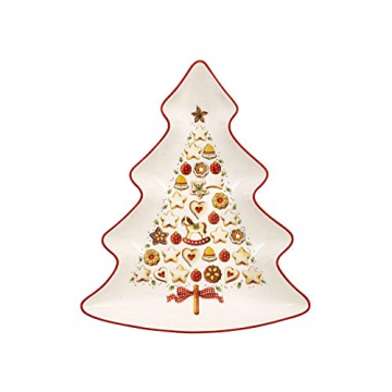 Villeroy und Boch Winter Bakery Delight Große Schale in Baum-Form, Premium Porzellan, Weiß/Rot - 1