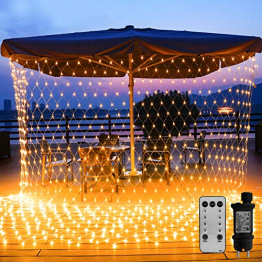 WOWDSGN 200 LED Lichternetz 3 x 2 m warmweiß Lichterkette Netz mit Fernbedienung Trafo Timer 8 Modi Lichtketten für Weihnachten, Halloween, Party, Geburstag, Hochzeit Geeignet für Innen und Außen - 1