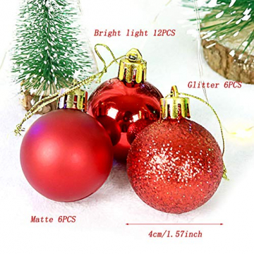 Yisscen Weihnachtskugeln Baumschmuck, Christbaumkugeln, Dekokugeln Weihnachten, Matt Glänzend Glitzernd Dekokugeln, Baumkugeln für Weihnachten Hochzeitsfest Dekoration, 24 Stück (Silber) - 7