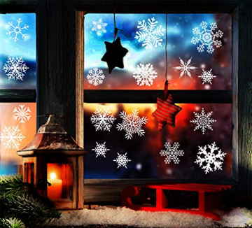 Yuson Girl 108 Stk Schneeflocken Fensterbild Abnehmbare Weihnachten Aufkleber Fenster Weihnachten Deko Wandtattoo Weihnachten Statisch Haftende PVC Aufkleber - 5