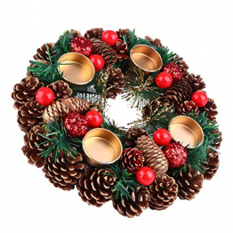 BESPORTBLE 27Cm Weihnachten Advent Kranz Tannenzapfen Kranz mit Beeren Advent Kränze Ring Votiv Kerzenhalter Saison Kerzenhalter Weihnachten Tisch Herzstück Desktop-Dekoration - 1