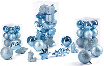 Brubaker 77-teiliges Set Weihnachtskugeln Christbaumschmuck - Kunststoff Hellblau/Silber - 6