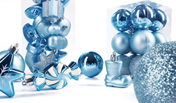 Brubaker 77-teiliges Set Weihnachtskugeln Christbaumschmuck - Kunststoff Hellblau/Silber - 7