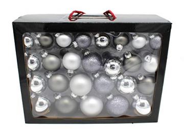 DARO DEKO Weihnachts-Kugel Mix Paket 52 Stück Silber - 3