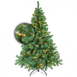 Excellent Trees Künstlicher Weihnachtsbaum Tannenbaum Christbaum Grün LED Stavanger Green 180 cm mit Beleuchtung, 350 Lämpchen Beleuchtet, Luxe Kuenstlicher Christbaum - 1