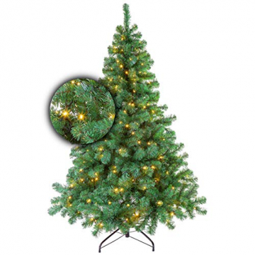 Excellent Trees Künstlicher Weihnachtsbaum Tannenbaum Christbaum Grün LED Stavanger Green 180 cm mit Beleuchtung, 350 Lämpchen Beleuchtet, Luxe Kuenstlicher Christbaum - 1