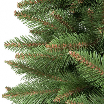 FAIRYTREES künstlicher Weihnachtsbaum Slim, Fichte Natur, grüner Stamm, Material PVC, inkl. Holzständer, 150cm, FT12-150 - 2
