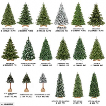 FAIRYTREES künstlicher Weihnachtsbaum Slim, Fichte Natur, grüner Stamm, Material PVC, inkl. Holzständer, 150cm, FT12-150 - 7