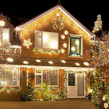 LED Lichtervorhang,12M 480 Led PECCIDER 8 Modi Lichterkette Eisregen Vorhang strombetrieben,Lichterkette außen&innen, Schlafzimmer Hochzeit Weihnachten Party (Warmweiß) - 1