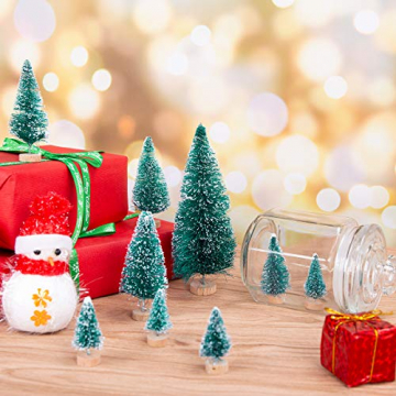 MELLIEX 60 Stück Miniatur Weihnachtsbaum Künstlicher Mini Modell Weihnachtsbaum Kunststoff Winter Ornamente für Tischdeko, DIY, Schaufenster - 5
