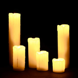 Relaxdays LED Kerzen Set, 6 Echtwachskerzen flammenlos, elektrische Kerzen flackernd, Batterie, Durchmesser 5 cm, creme - 1