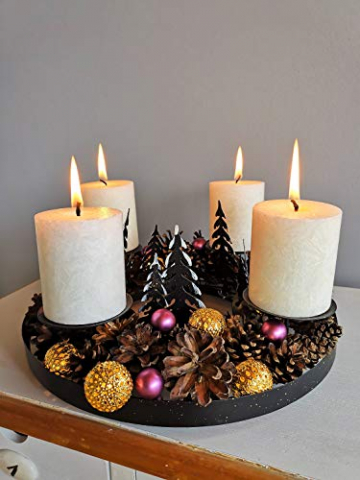 Schmucks HOME Adventskranz Metall mit 4 Kerzen Adventskranz modern Kerzenständer Adventskranz DIY - 2