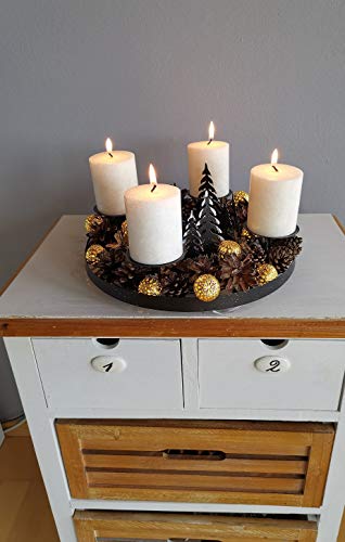 Schmucks HOME Adventskranz Metall mit 4 Kerzen Adventskranz modern Kerzenständer Adventskranz DIY - 3
