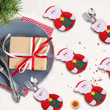 Sunshine smile Weihnachten Bestecktaschen,Geschirrhalter Besteckhalter Weihnachtsmann,Weihnachten Besteckhalter Bestecktasche,Weihnachtsmann Tischdeko,Weihnachten Dekoration Besteck(B, 12 PCS) - 1