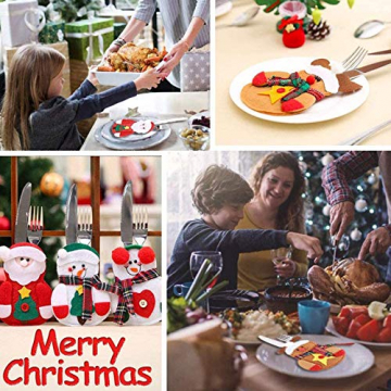 Sunshine smile Weihnachten Bestecktaschen,Geschirrhalter Besteckhalter Weihnachtsmann,Weihnachten Besteckhalter Bestecktasche,Weihnachtsmann Tischdeko,Weihnachten Dekoration Besteck(B, 12 PCS) - 7