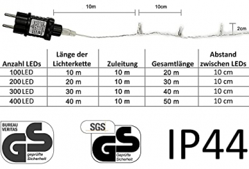 100/200/300/400er Led Lichterkette Strombetrieben mit Stecker Außen und Innen für Garten Hochzeit Weihnachten Party Warmweiß Gresonic (Warmweiss, 300LED) - 3