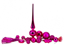 100 teiliges Set Weihnachtskugel Lamettini Lametta Anhänger Christbaumspitze (Pink) - 1