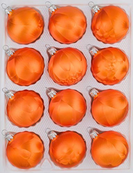 12 TLG. Glas-Weihnachtskugeln Set in 'Ice Orange' Eislack - Christbaumkugeln - Weihnachtsschmuck-Christbaumschmuck - 1