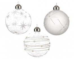 12 Weihnachtskugeln 8cm (transparent) transparent Glas Set Christbaumkugeln Baumkugeln Baumschmuck Weihnachtsdeko Christbaumschmuck Kugeln - 1