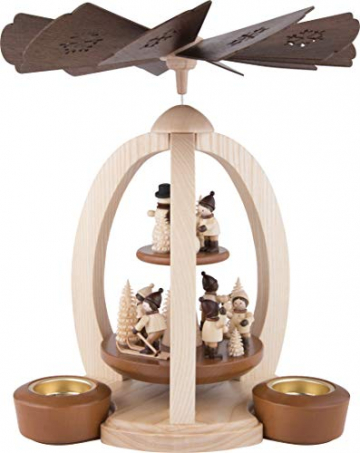 2-stöckige Weihnachtspyramide WINTERKINDER - Exklusiv - 28 cm - 100% Erzgebirge Pyramide - 3