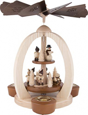2-stöckige Weihnachtspyramide WINTERKINDER - Exklusiv - 28 cm - 100% Erzgebirge Pyramide - 4