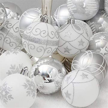 24 Stück Weihnachtskugeln Baumkugeln, Morbuy Weihnachtsdekorationen Baumschmuck für Weinachtsbaum Tannenbaum, Weihnachten, Hochzeit, Jubiläum, Party, Feier usw (24pc,Weiß) - 2