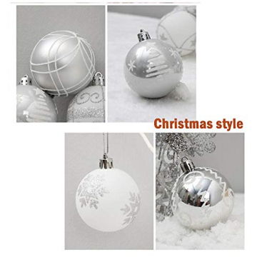 24 Stück Weihnachtskugeln Baumkugeln, Morbuy Weihnachtsdekorationen Baumschmuck für Weinachtsbaum Tannenbaum, Weihnachten, Hochzeit, Jubiläum, Party, Feier usw (24pc,Weiß) - 4