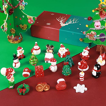24Stk. Weihnachtsbaumschmuck Weihnachtsanhänger Miniatur Baumschmuck Weihnachten Schneemann Weihnachtsmann Rentier hängend Weihnachtsornamente für Weihnachten Dekoration Adventskalender zum Befüllen - 2