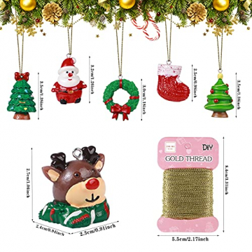 24Stk. Weihnachtsbaumschmuck Weihnachtsanhänger Miniatur Baumschmuck Weihnachten Schneemann Weihnachtsmann Rentier hängend Weihnachtsornamente für Weihnachten Dekoration Adventskalender zum Befüllen - 7