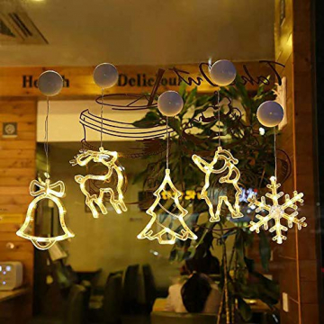 2pcs Saugnapf Lichterkette,Saugnapf Lichterkette Fenster, Sauger Lichterkette,Saugnapf Lichterkette Weihnachten,Led Saugnapf Weihnachten,Saugnapf Led Deko (Xmas Set A) - 3