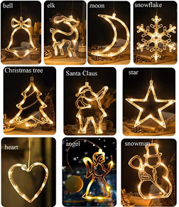 2pcs Saugnapf Lichterkette,Saugnapf Lichterkette Fenster, Sauger Lichterkette,Saugnapf Lichterkette Weihnachten,Led Saugnapf Weihnachten,Saugnapf Led Deko (Xmas Set A) - 6