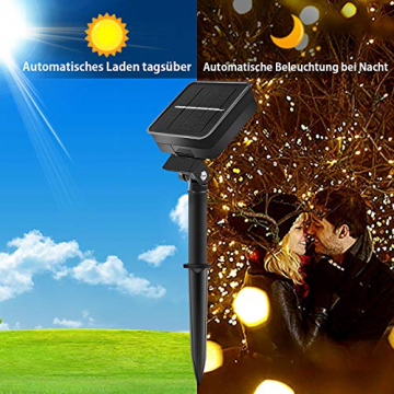 [3 Stücke] Solar Lichterkette Aussen, 10MX3 300 LED Outdoor Solar Lichterkette Außen Wetterfest 8 Modi Wasserdicht Solarlichterkette Größeren Lampenperlen für Balkon Garten Party Hochzeit Deko - 4