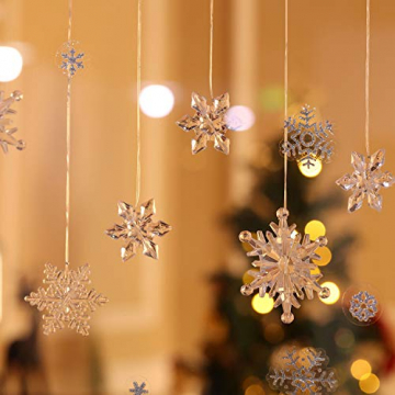 35 Stück Klare Acryl Kristall Schneeflocken Ornamente Weihnachtsbaum Anhänger DIY Weihnachten Dekoration (Klar) - 3