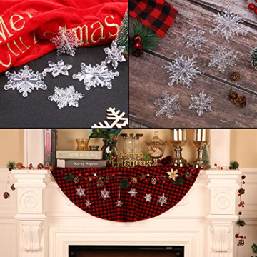 35 Stück Klare Acryl Kristall Schneeflocken Ornamente Weihnachtsbaum Anhänger DIY Weihnachten Dekoration (Klar) - 4