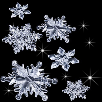 35 Stück Klare Acryl Kristall Schneeflocken Ornamente Weihnachtsbaum Anhänger DIY Weihnachten Dekoration (Klar) - 1