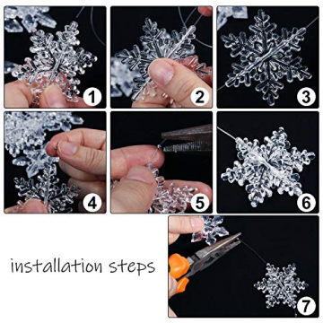 35 Stück Klare Acryl Kristall Schneeflocken Ornamente Weihnachtsbaum Anhänger DIY Weihnachten Dekoration (Klar) - 5