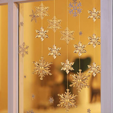 35 Stück Klare Acryl Kristall Schneeflocken Ornamente Weihnachtsbaum Anhänger DIY Weihnachten Dekoration (Klar) - 8