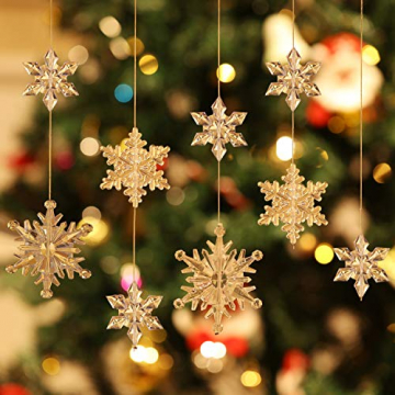 35 Stück Klare Acryl Kristall Schneeflocken Ornamente Weihnachtsbaum Anhänger DIY Weihnachten Dekoration (Klar) - 9