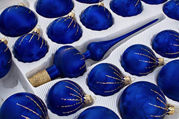 39 TLG. Glas-Weihnachtskugeln Set in 'Ice Royal Blau Gold' Regen - Christbaumkugeln - Weihnachtsschmuck-Christbaumschmuck - 2