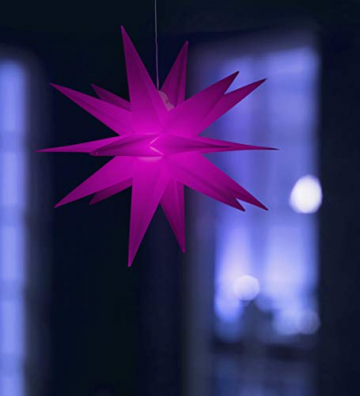 3D Leuchtstern inkl. bunter LED Beleuchtung | für Innen und Außen geeignet | hängend | 7,5 m Zuleitung (weiß mit Farbwechsel, ca. 57x44x48 cm (Netzstecker)) - 2