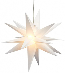 3D Leuchtstern inkl. warm-weißer LED Beleuchtung | Weihnachtsstern Advent Stern Deko beleuchtet | für Innen und Außen geeignet | mit Timerfunktion | Ø35cm (Weiß) - 1