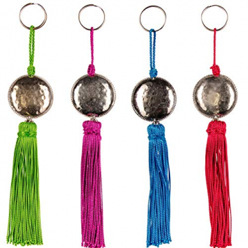 4er Set Orientalische Schlüsselanhänger 18cm (1) | Marokkanische Christbaumschmuck als Dankeschön Geschenke | Quasten mit Schlüsselring als Taschenanhänger Deko Anhänger für Auto Handy Rucksack - 1