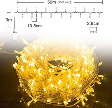 50M LED Lichterkette Außen, GlobaLink 250LEDs Lichterkette Warmweiß Strom mit 8 Modi IP44 Wasserdicht Weihnachtsbeleuchtung innen für Balkon, Garten, Geländer, Weihnachten, Innen, Außen Dekoration - 5