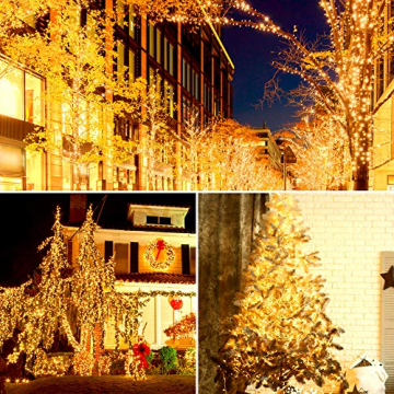 50M LED Lichterkette Außen, GlobaLink 250LEDs Lichterkette Warmweiß Strom mit 8 Modi IP44 Wasserdicht Weihnachtsbeleuchtung innen für Balkon, Garten, Geländer, Weihnachten, Innen, Außen Dekoration - 7
