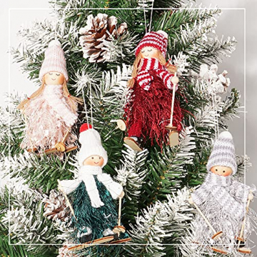 ABSDON 4PCS Weihnachtswichtel Figuren Weihnachtswichtel Weihnachten Deko Figur Wichtelfiguren Wichtel-Anhänger für den Weihnachtsbaum Weihnachten Weihnachtskranz Geschenken Dekoration - 6